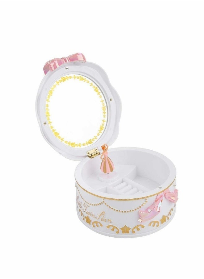Mini Music Box for Girls with Rotating Ballerina Jewelry Storage for Kids