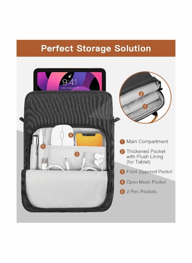 Universal 9-11 Inch Tablet Sleeve Bag Durable Black Case for iPad Air Pro Galaxy Tab with Shoulder Strap and Handle
