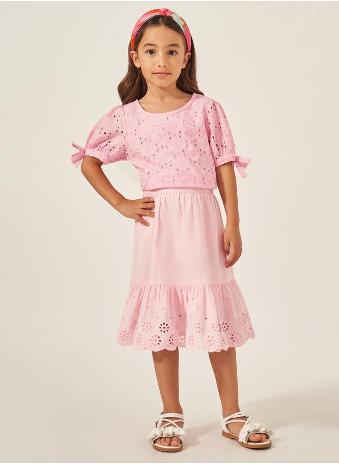 Schiffli A-Line Midi Skirt