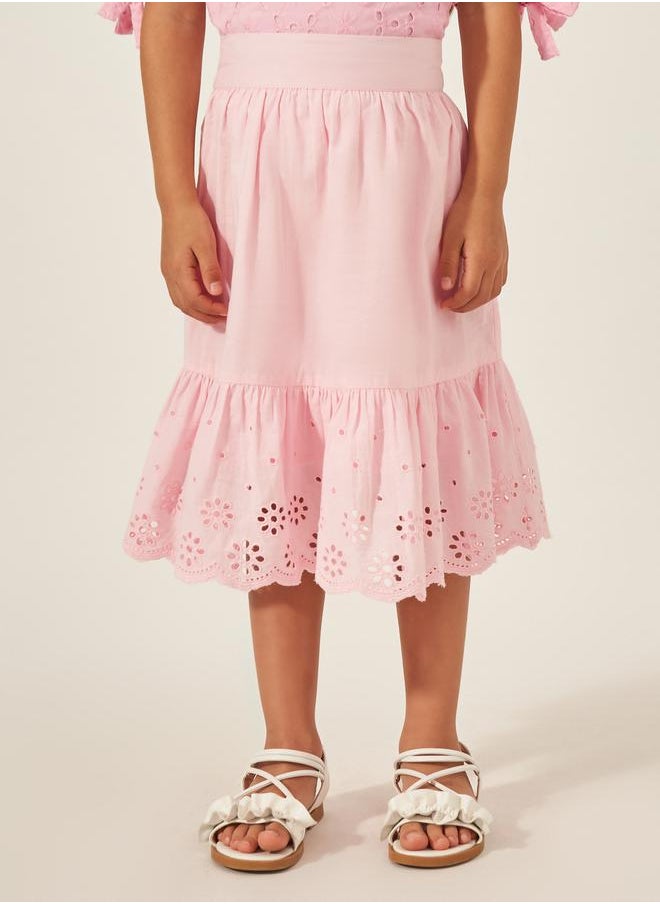 Schiffli A-Line Midi Skirt