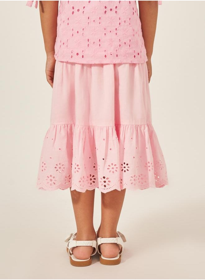 Schiffli A-Line Midi Skirt