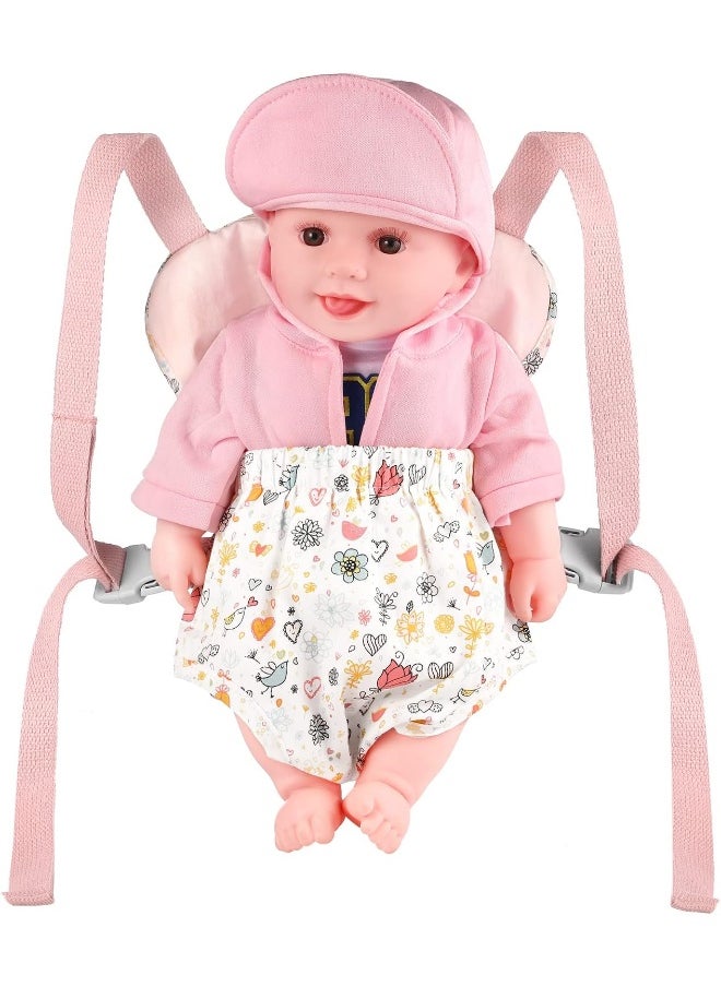 GAGAKU Doll Carrier Soft Cotton Front and Back Carrying with Adjustable Straps for Baby, Rose Garden