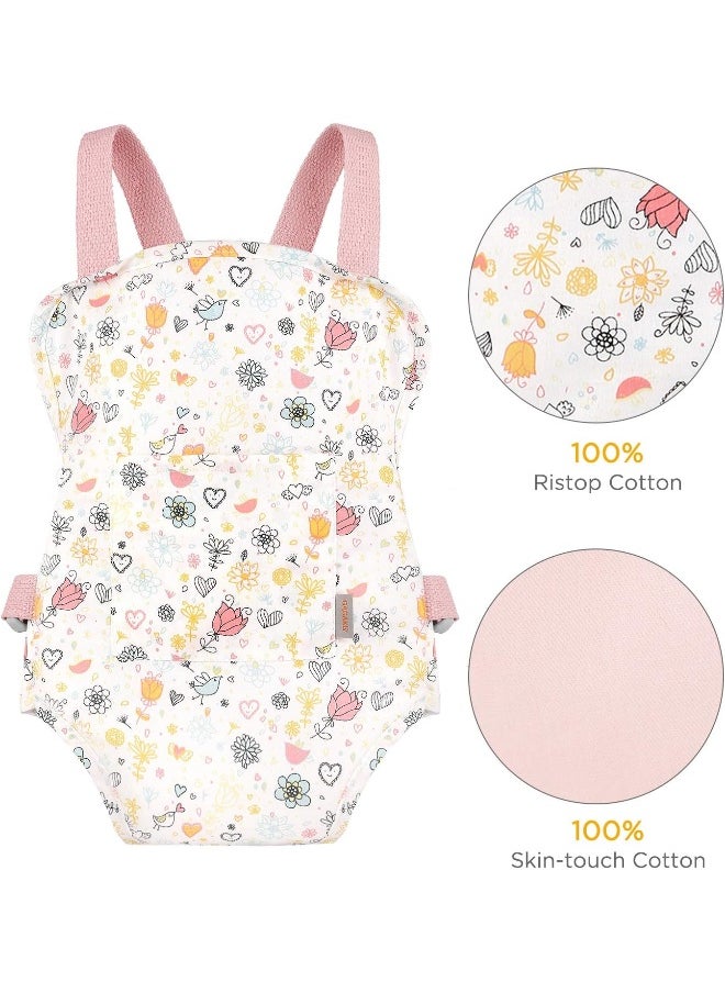 GAGAKU Doll Carrier Soft Cotton Front and Back Carrying with Adjustable Straps for Baby, Rose Garden