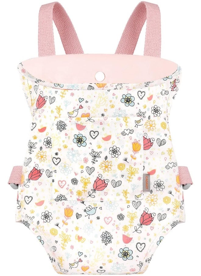 GAGAKU Doll Carrier Soft Cotton Front and Back Carrying with Adjustable Straps for Baby, Rose Garden