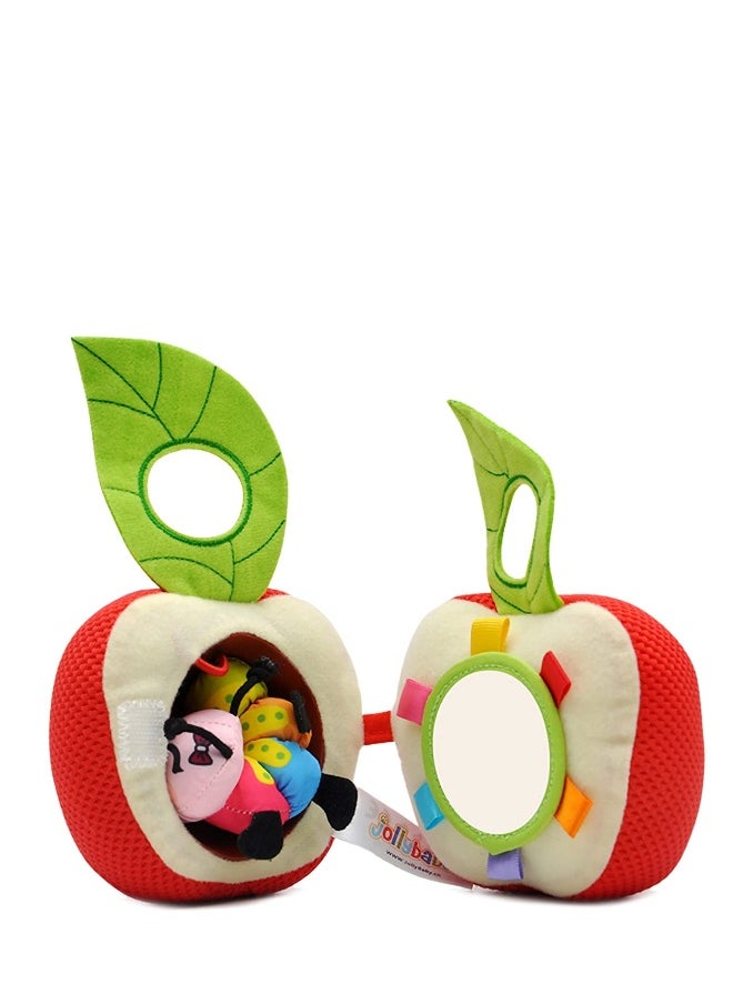 Baby Plush Fruit Doll Toys, Baby Education Toys Caterpillars Eat Fruit Avocado Toys Bed Hanging Baby's Comfort Toy Ringing Bed Bell For Gift for Infant boy & Girl 3 Months+(Apple)