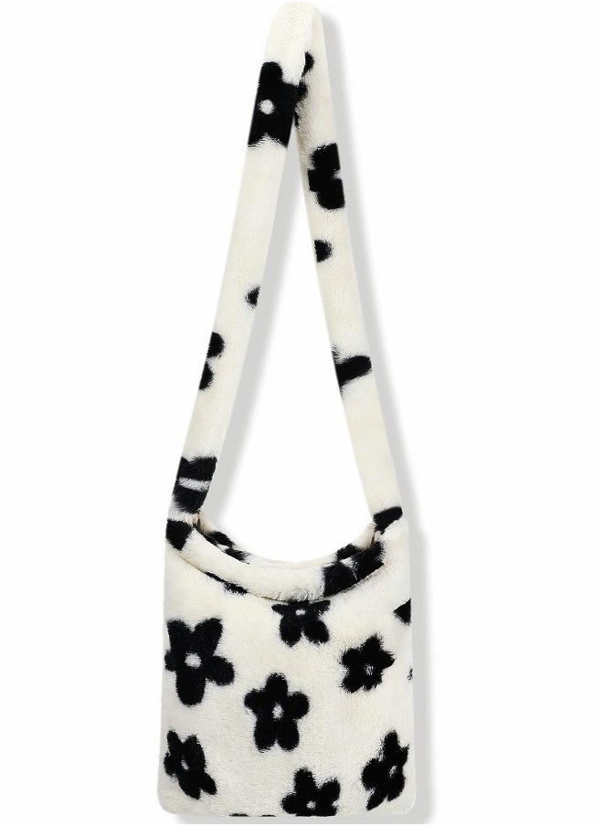 Plush Underarm Bag, Ladies Fluffy Shoulder Bag, Women Y2K Furry Purse Fluffy Tote Bag for Autumn and Winter