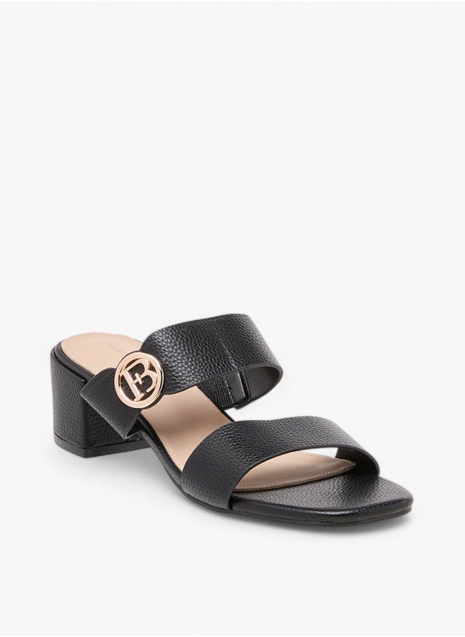 Women's Monogram Accent Blocked Heel Slip-On Sandals