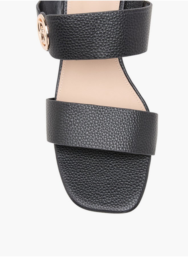 Women's Monogram Accent Blocked Heel Slip-On Sandals