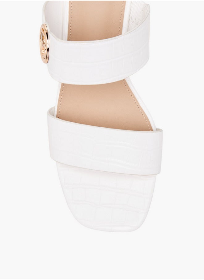 Women's Monogram Accent Blocked Heel Slip-On Sandals