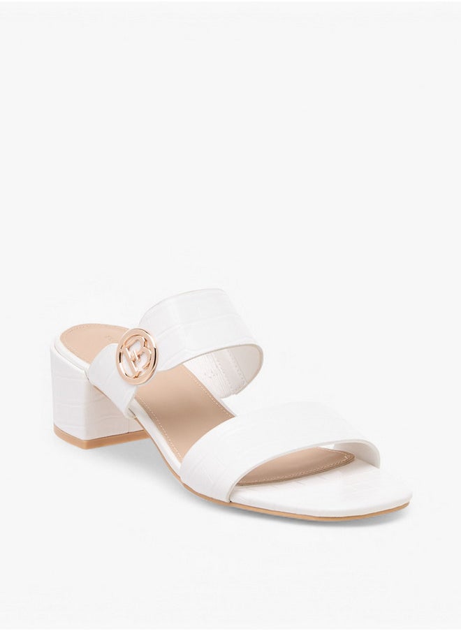 Women's Monogram Accent Blocked Heel Slip-On Sandals