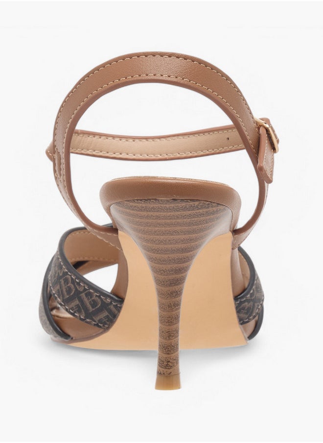 Metal Accent Sandals with Stiletto Heels and Buckle Closure