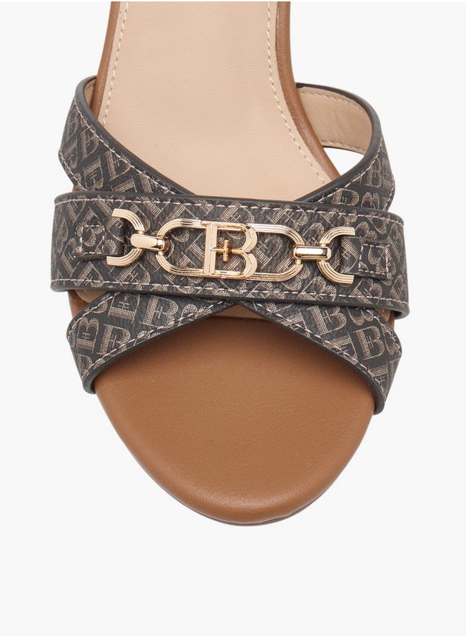 Metal Accent Sandals with Stiletto Heels and Buckle Closure