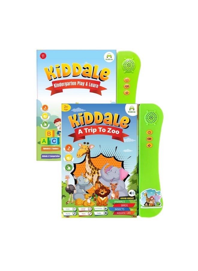Kiddale Pack of 2 Musical Interactive Children Sound Books: ABC, 123 Learning & Trip to Zoo|Ideal Gift for 3+ Years Baby|E Learning Book|Smart Intelligent Activity Books|Nursery Rhymes|Talking Book