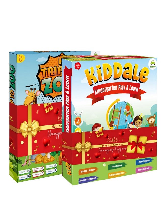 Kiddale Pack of 2 Musical Interactive Children Sound Books: ABC, 123 Learning & Trip to Zoo|Ideal Gift for 3+ Years Baby|E Learning Book|Smart Intelligent Activity Books|Nursery Rhymes|Talking Book