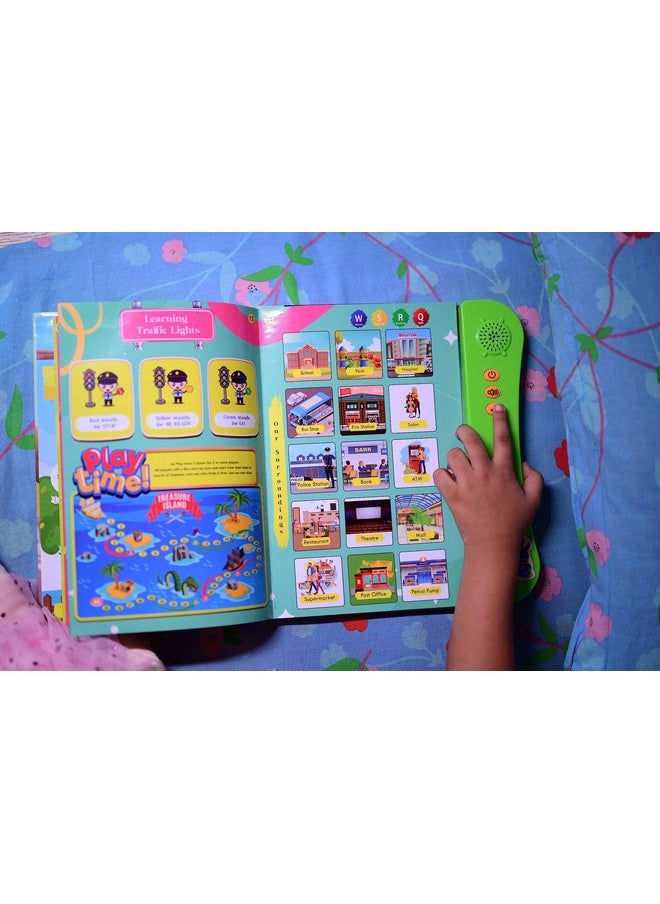 Kiddale Pack of 2 Musical Interactive Children Sound Books: My Home to Neighbourhood & English Essentials|Gift for 3+ Yrs Baby|E Learning Book|Smart Intelligent Activity Books|Rhymes|Talking Book