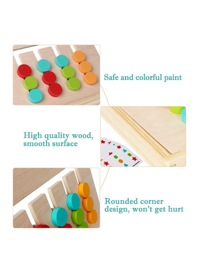 Montessori Wooden Slide Puzzle Educational Toy for Kids 3-7 Color Shape Matching Brain Teaser Logic Game