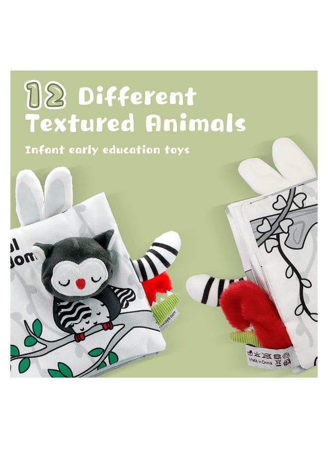 Soft Cloth Activity Book for Babies, 3D Touch and Feel Educational Toy, Safe and Durable for Newborns, Stroller Hanging Sensory Book for 0-12 Months