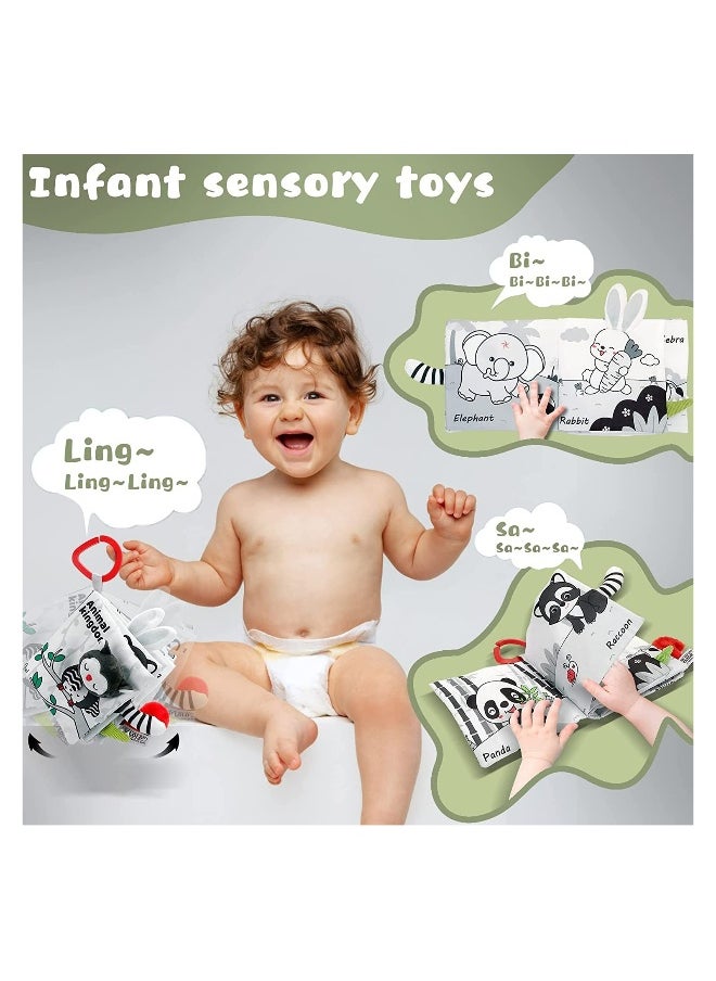 Soft Cloth Activity Book for Babies, 3D Touch and Feel Educational Toy, Safe and Durable for Newborns, Stroller Hanging Sensory Book for 0-12 Months