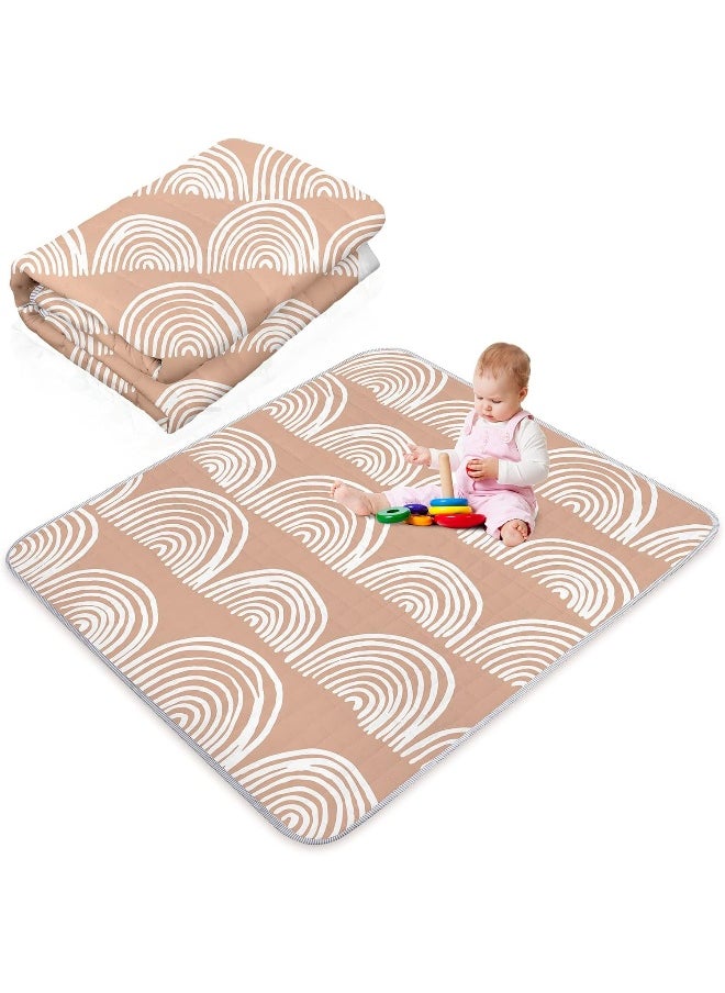 Funtery 43 x 43 Inch Boho Baby Play Mat Portable Crawling Washable Foldable Tummy Time Non Slip Baby Floor Large Playpen Mat for Infants Toddlers Floor Playpen Activity