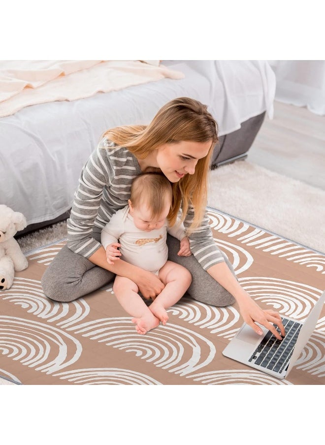 Funtery 43 x 43 Inch Boho Baby Play Mat Portable Crawling Washable Foldable Tummy Time Non Slip Baby Floor Large Playpen Mat for Infants Toddlers Floor Playpen Activity