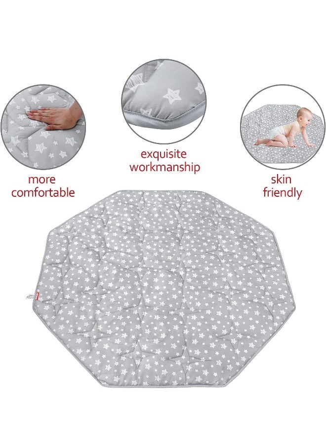 Moonsea Octagon Playpen Mat Grey, Non Slip 8 Panel Playpen Mattress Mat Fits Regalo Extra Large Play Yard and hiccapop XL 69