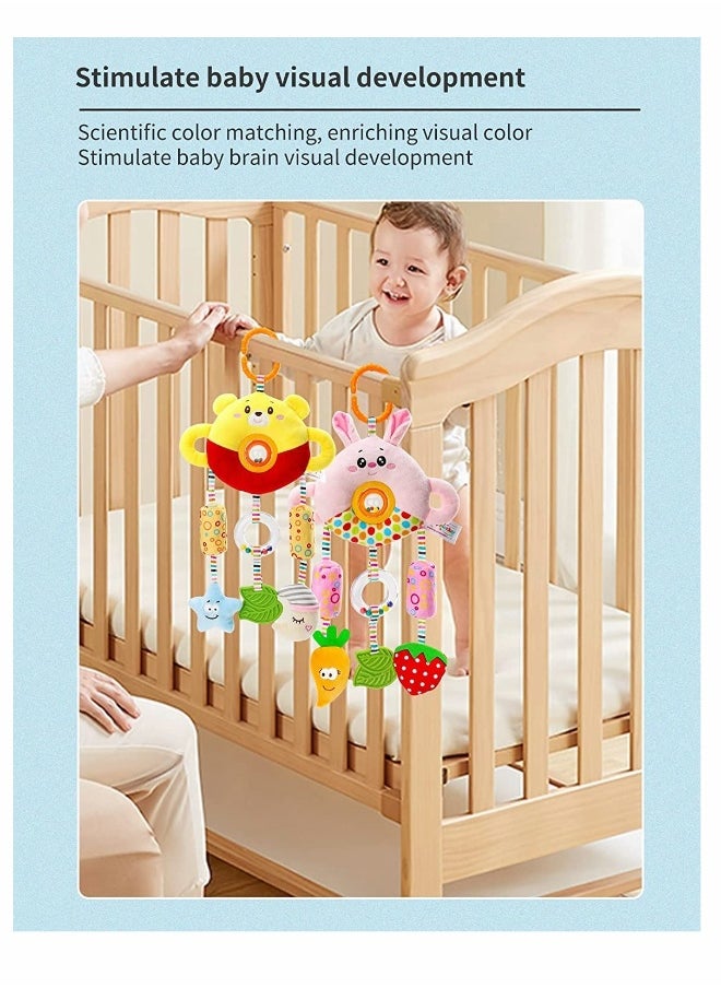 Baby Pram Toys Car Seat Toy Hanging Rattles Pushchair Sensory Toy for Boys Girls From 0, 3, 6, 9, 12 Months Newborn Babies Toddlers and Infants Gifts Newborn Birthday Gifts, Yellow Bear