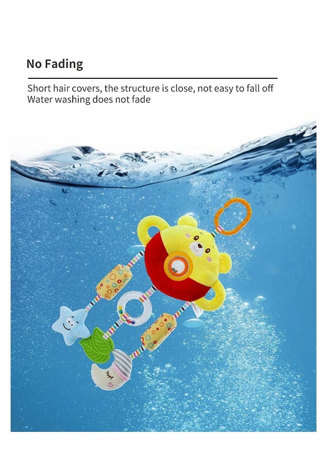 Baby Pram Toys Car Seat Toy Hanging Rattles Pushchair Sensory Toy for Boys Girls From 0, 3, 6, 9, 12 Months Newborn Babies Toddlers and Infants Gifts Newborn Birthday Gifts, Yellow Bear