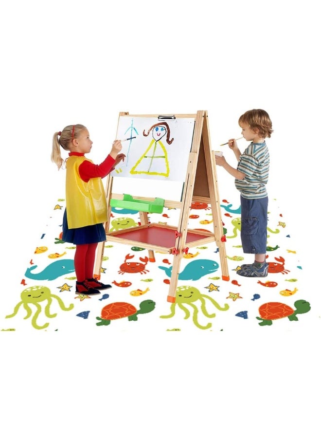 WOMUMON Splat Mat for Under High Chair/Arts/Crafts, Wo Baby Reusable Waterproof Anti-slip Floor Splash Mat, Portable Play Mat and Table Cover (51