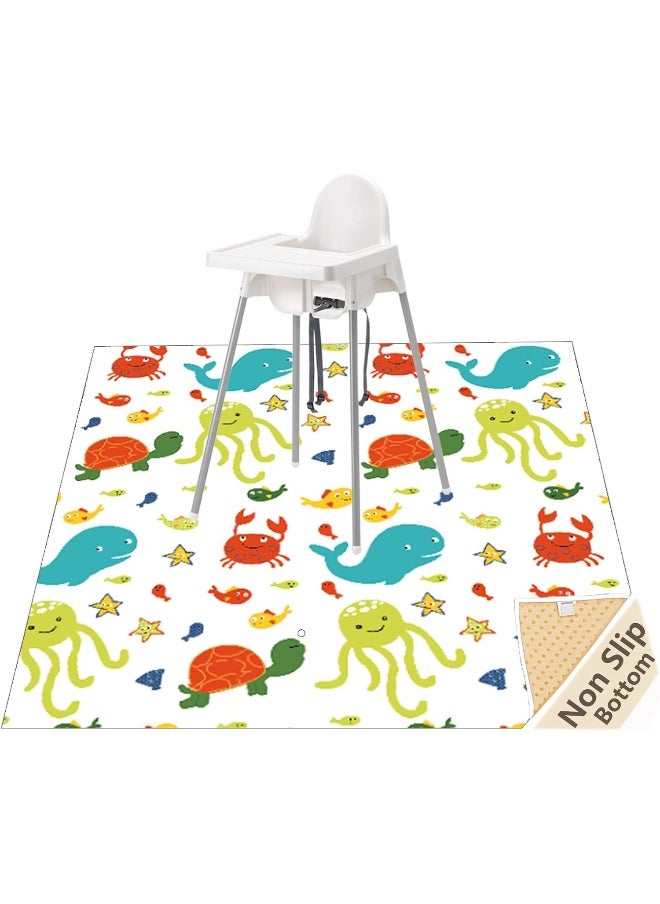 WOMUMON Splat Mat for Under High Chair/Arts/Crafts, Wo Baby Reusable Waterproof Anti-slip Floor Splash Mat, Portable Play Mat and Table Cover (51