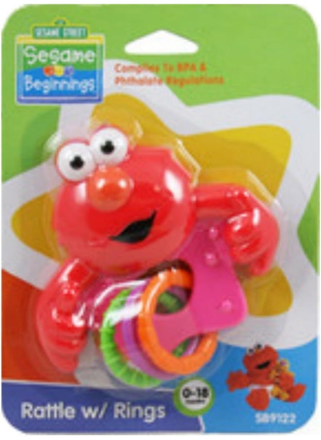 Sesame Street Elmo Rattle with Rings, BPA Free