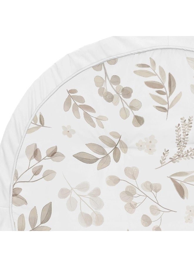 Leaf Boy or Girl Baby Playmat Tummy Time Infant Play Mat - Gender Neutral Floral Ivory Beige Taupe and White Gender Neutral Boho Watercolor Botanical Flower Woodland Tropical Garden
