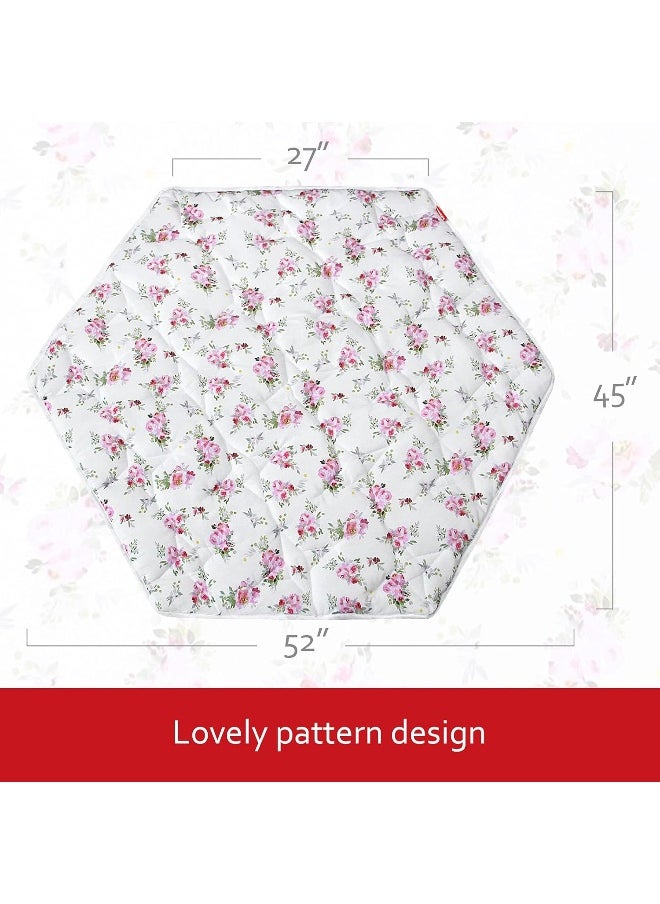 Moonsea Hexagon Playpen Mat, Floral Print Baby Playmat for Regalo Portable Play Yard 48 Inch, Six Panel Kids Tent Hexagon Rug
