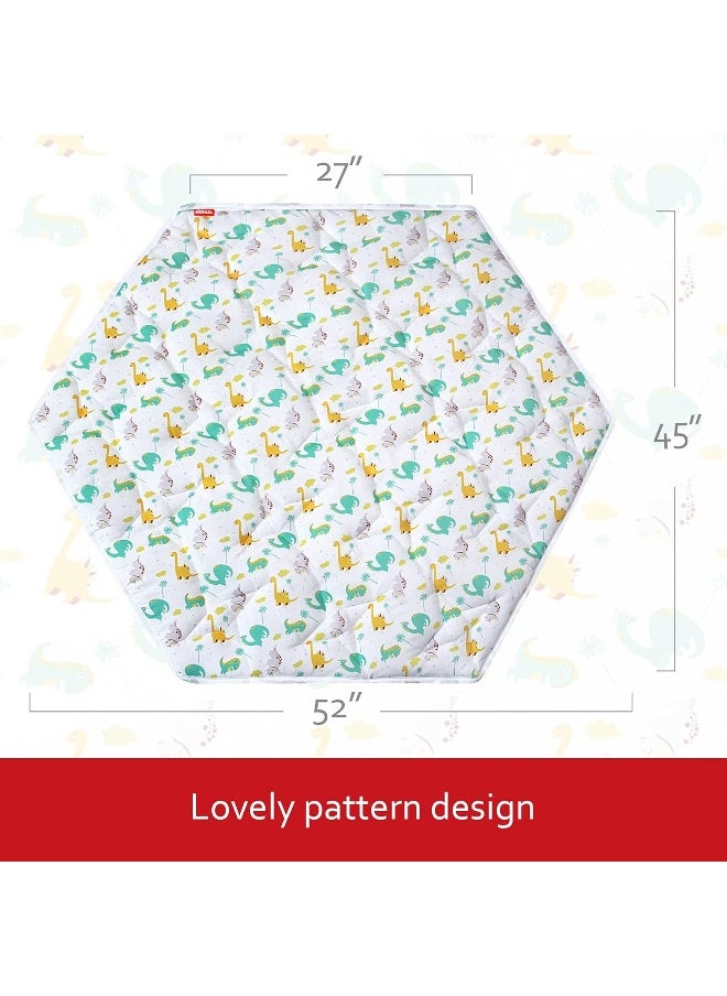 Moonsea Hexagon Playpen Mat - Dinosaur Print Baby Playmat for Kids Tent, Suitable for Regalo My Play Portable Play Yard Six Panel Playpen