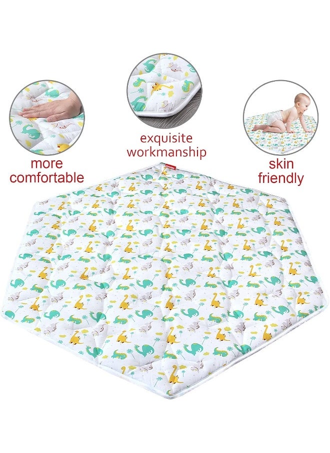 Moonsea Hexagon Playpen Mat - Dinosaur Print Baby Playmat for Kids Tent, Suitable for Regalo My Play Portable Play Yard Six Panel Playpen