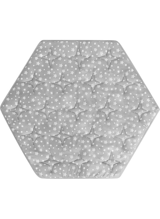 Moonsea Hexagon Playpen Mat Compatible with POP 'N GO Baby Playpen, 59 Inch Hexagon Playpen Mattress Pad, Non Slip and Cushion Play Mat Grey with Star Print