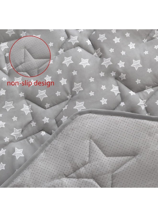 Moonsea Hexagon Playpen Mat Compatible with POP 'N GO Baby Playpen, 59 Inch Hexagon Playpen Mattress Pad, Non Slip and Cushion Play Mat Grey with Star Print