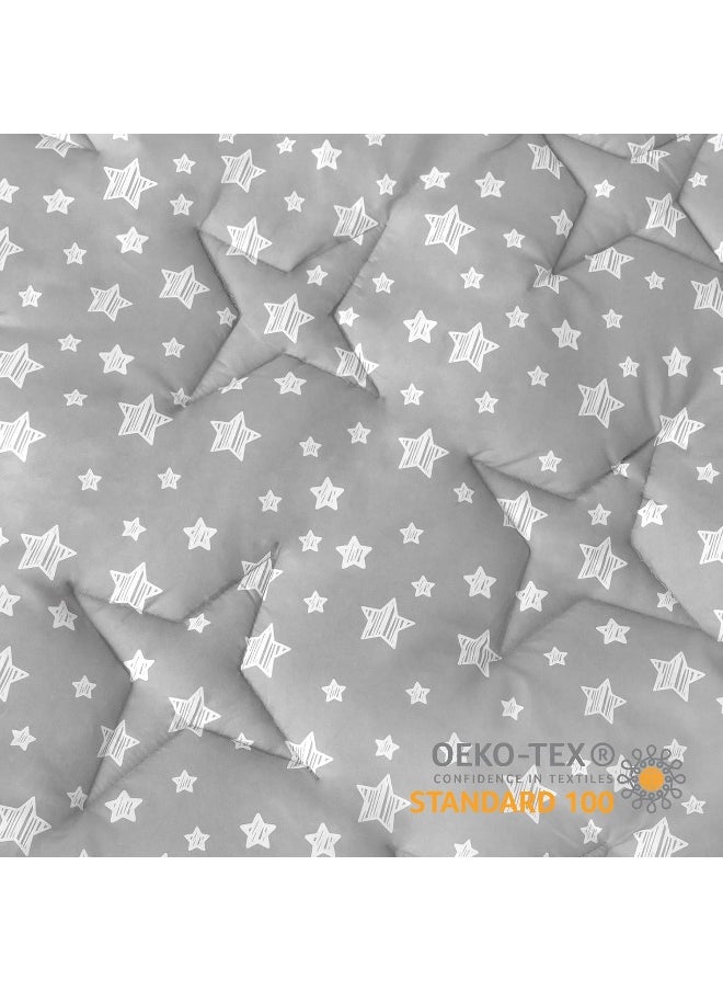 Moonsea Hexagon Playpen Mat Compatible with POP 'N GO Baby Playpen, 59 Inch Hexagon Playpen Mattress Pad, Non Slip and Cushion Play Mat Grey with Star Print