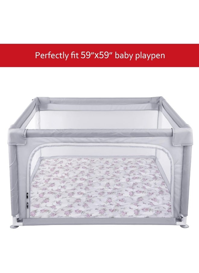 Moonsea Baby Playpen Mat 59x59 Inches, One-Piece Crawling Mat Non Slip Cushioned Baby Mats for Playing, Baby Playmat Floor Mat for Babies, Toddlers