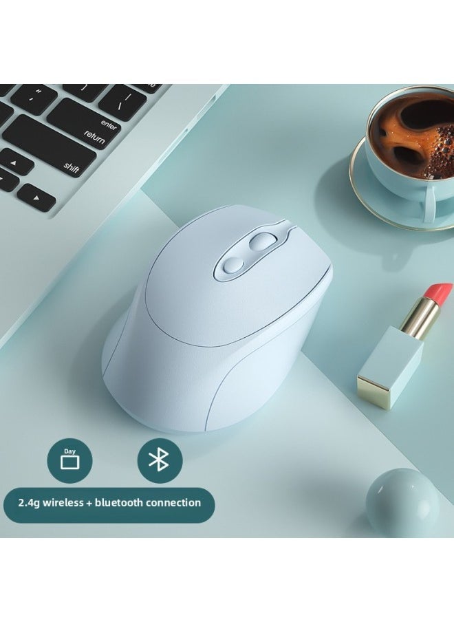 Laptop Universal Wireless Bluetooth Mouse Rechargeable Dual-Mode Mute Office Unisex Universal Mouse-Specification:[sky Blue] Bluetooth + 2.4g Wireless Version★Charging Silent★→free Mouse Pad - Official Standard