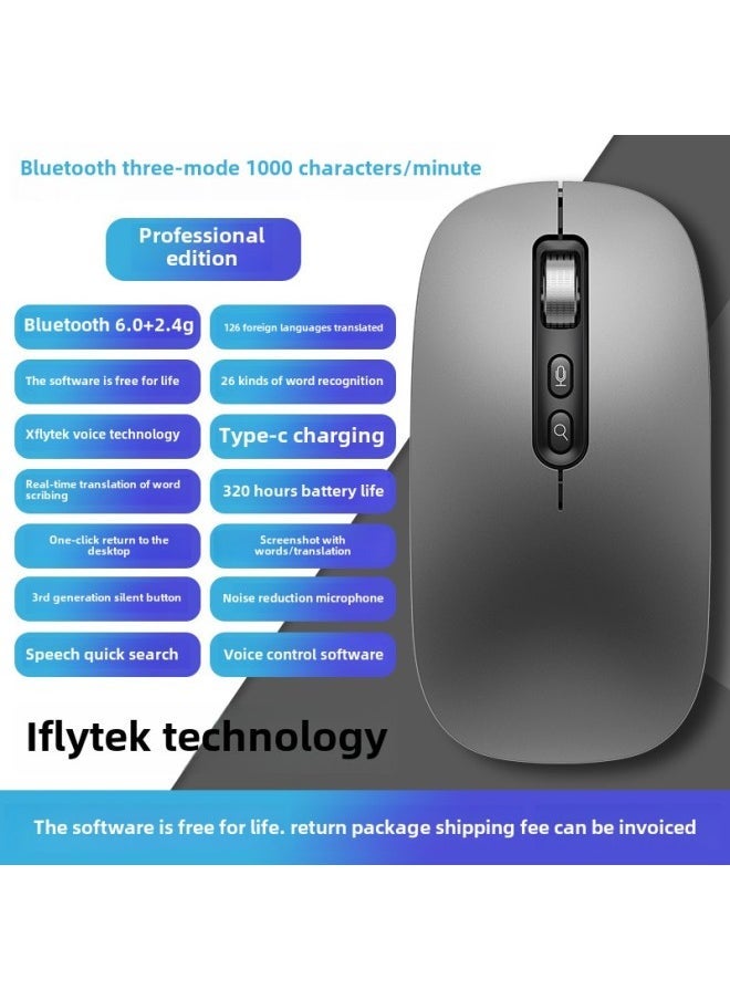 AI Smart Voice Mouse IFLYTEK Bluetooth Wireless Voice Control Input Translation Speech Microphone Typing Recognition Text-Specifications: 1000 Words/min | 99% Recognition Rate | Super Long Battery Life