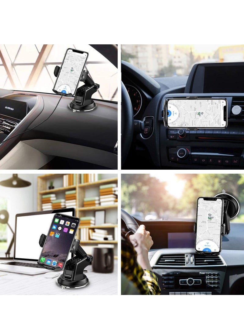 15W Qi Fast Wireless Car Charger with Auto-Clamping Phone Holder for Dashboard and Air Vent, Long Arm Suction Cup Mount for iPhone and Android