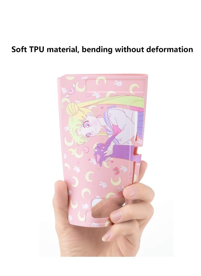 Cute Protective Case for Nintendo Switch - Soft Slim Grip Cover Shell for Console and Joy-Con with Screen Protector, Thumb Grips, Anti-Scratch (Sailor Moon)