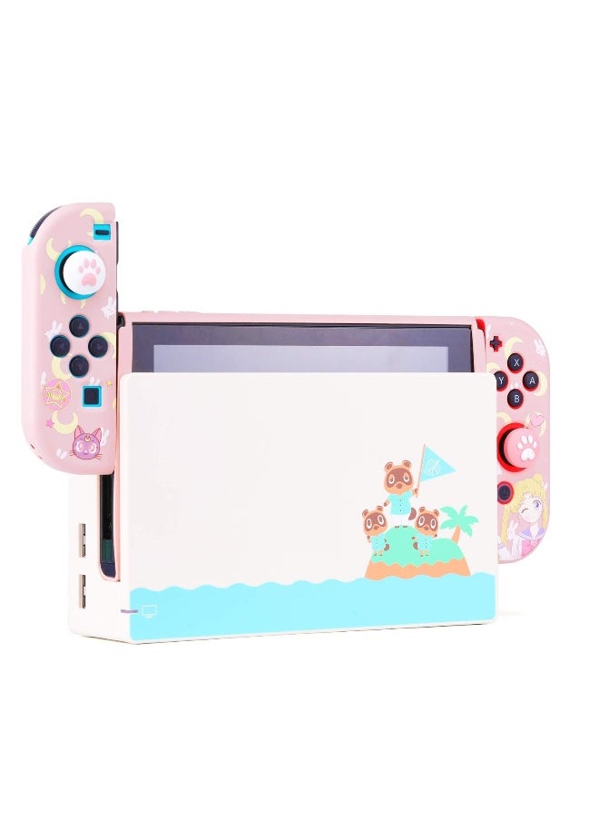 Cute Protective Case for Nintendo Switch - Soft Slim Grip Cover Shell for Console and Joy-Con with Screen Protector, Thumb Grips, Anti-Scratch (Sailor Moon)
