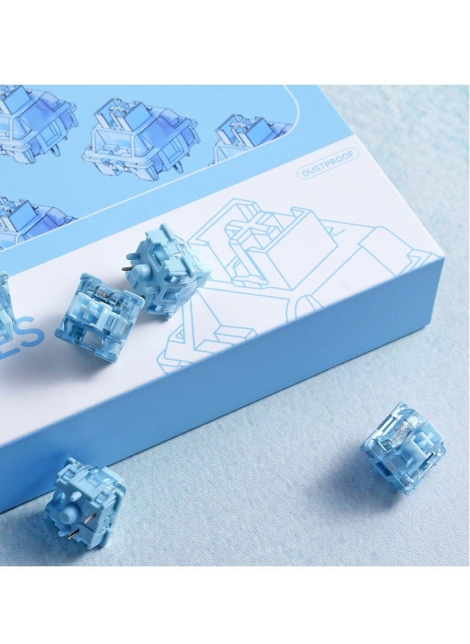 V3 Cream Blue Pro Mechanical Keyboard Switches - 45pcs, 5-Pin 45gf Tactile Switches with Dustproof Stem, Perfect for Gaming Keyboards and Enhanced Typing Experience.