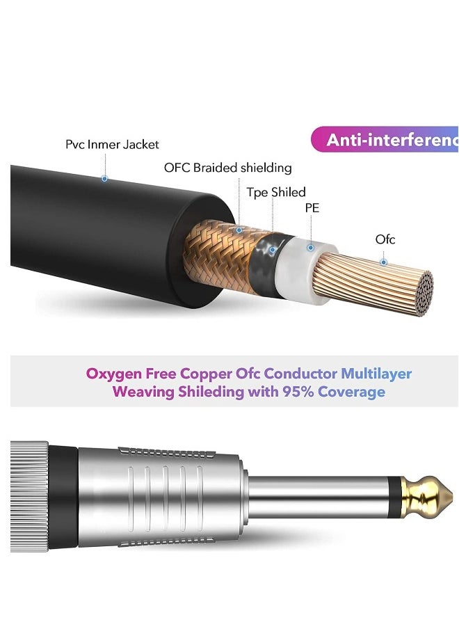 Microphone Cable Mono Jack Unbalanced Cord 5 Feet Quarter-inch Female to XLR Mic Interconnect Cord for Dynamic XLR  to 1/4 inch 6.35mm