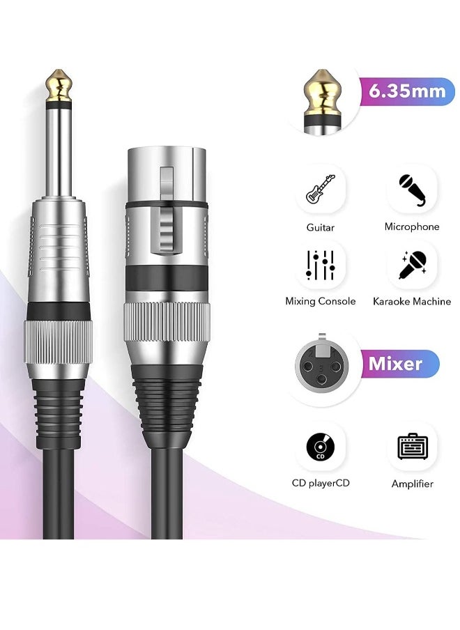 Microphone Cable Mono Jack Unbalanced Cord 5 Feet Quarter-inch Female to XLR Mic Interconnect Cord for Dynamic XLR  to 1/4 inch 6.35mm