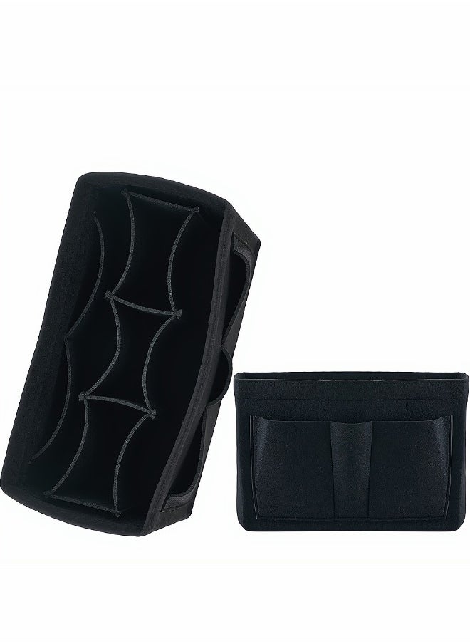 Black Purse Organizer Felt Bag Organizer Insert M Size Multi-Pocket Bag in Bag for Womens Handbag Travel