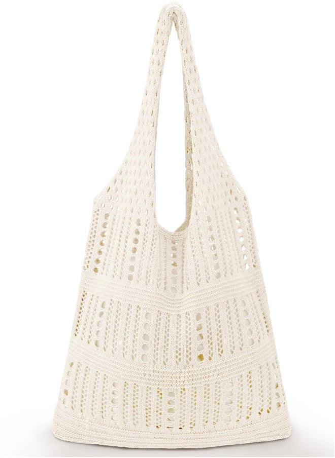 Crochet Bags for Women Summer Beach Tote Bag Aesthetic Hippie Knit Bag, Beige