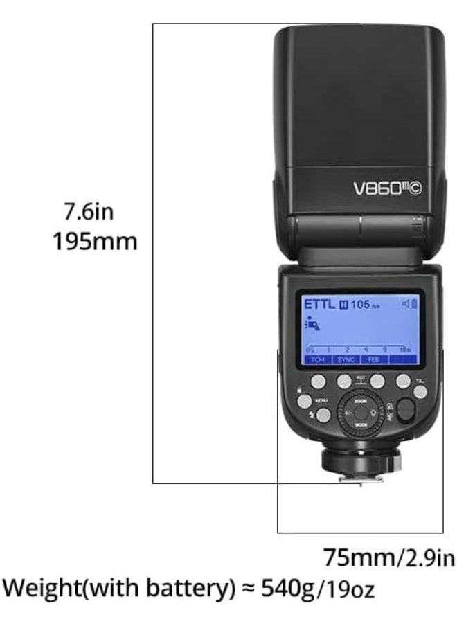 Godox V860III-S TTL Speedlight Flash for Sony – 2.4G HSS Camera Flash Light with Modeling Lamp, Fast Recycle, Li-ion Battery – Professional Godox Flash for Photography