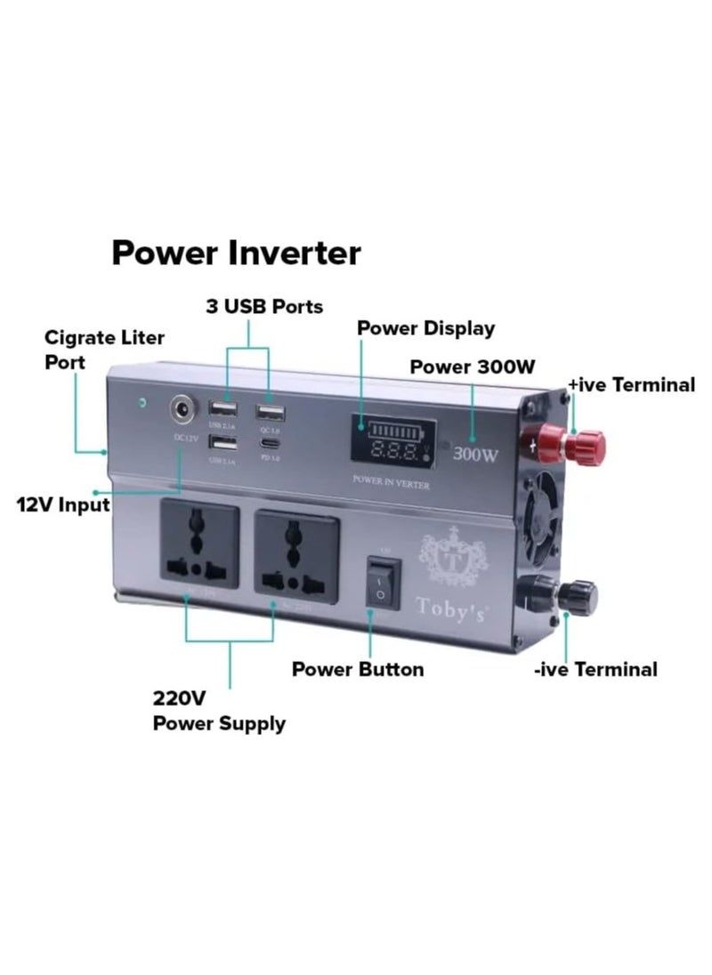 Toby's BTY 30A Battery 30000mAh Power Rechargeable Battery With 300Watts Power Inverter Best For Camping